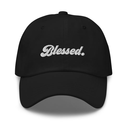 Blessed. - White Embroidered Dad Hat