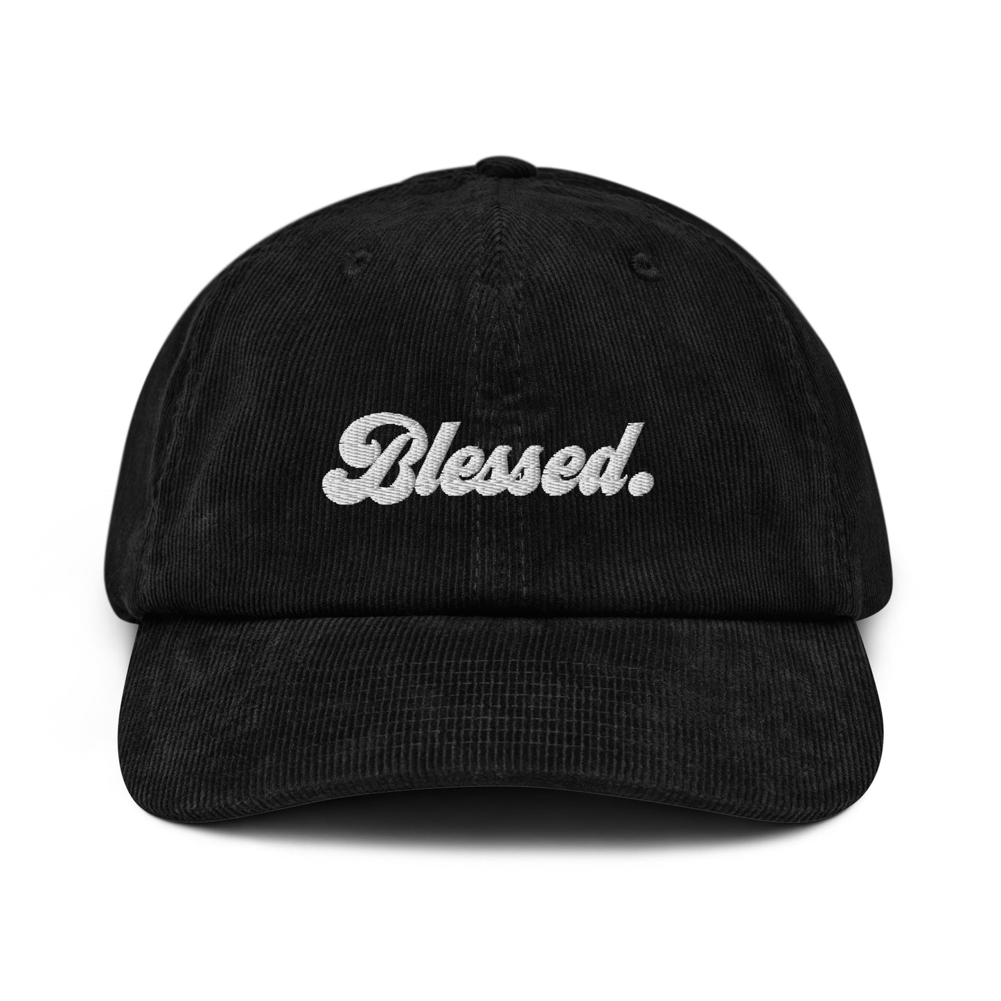 Blessed. - White Embroidered Corduroy Hat
