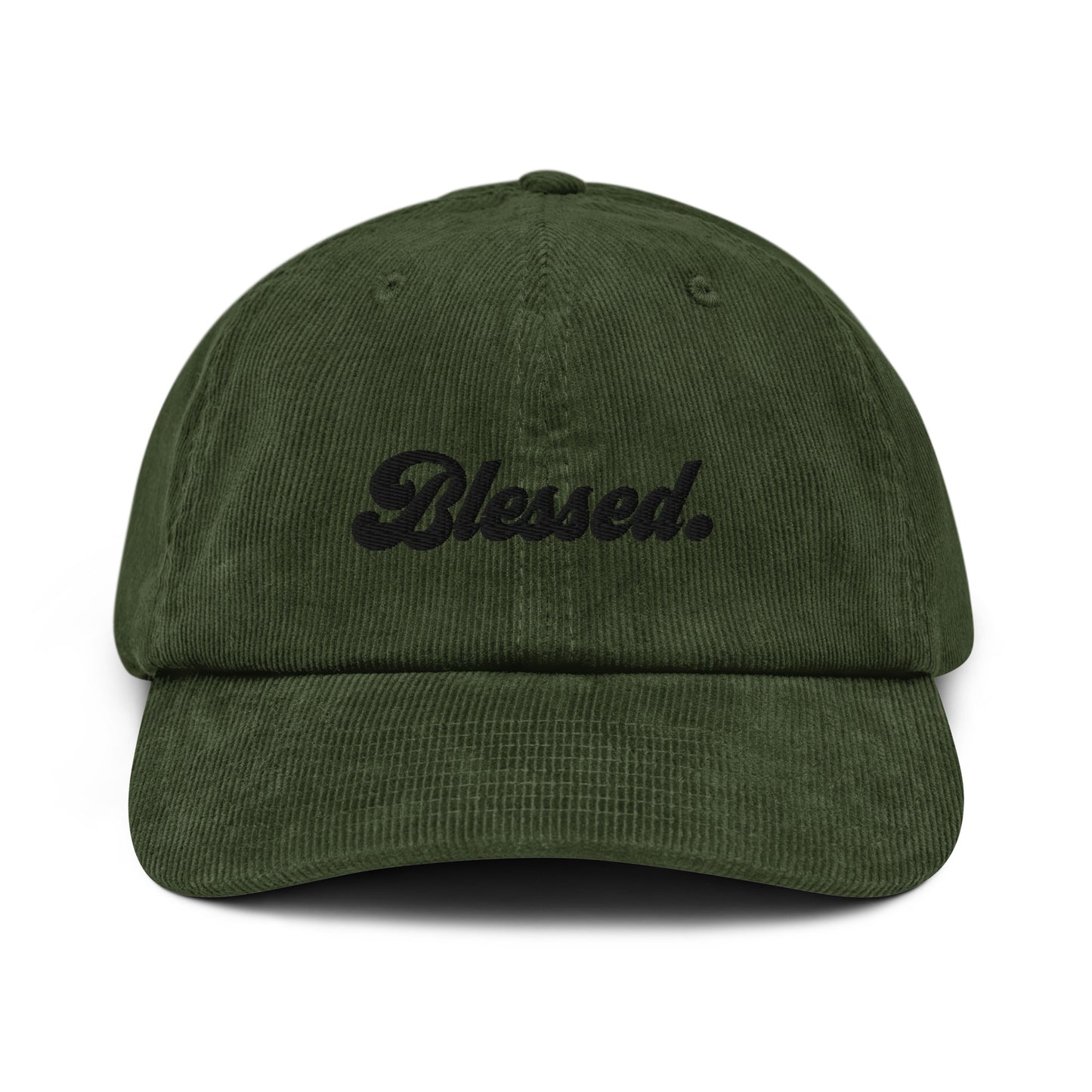 Blessed. - Black Embroidered Corduroy Hat