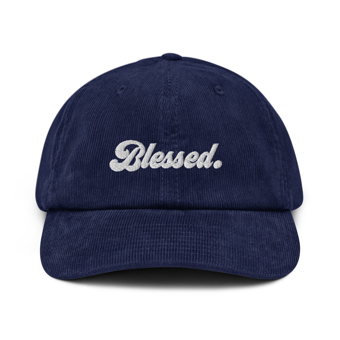 Blessed. - White Embroidered Corduroy Hat