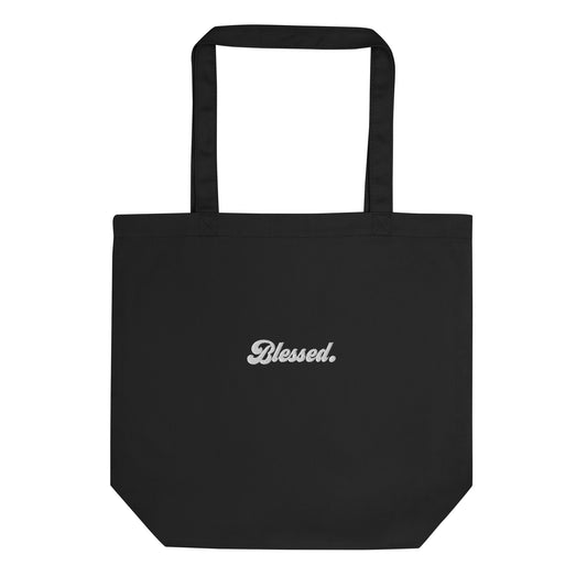 Blessed. - White Embroidered Tote
